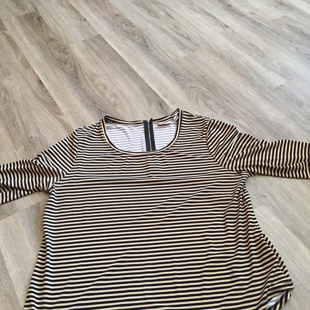 Chico’s black and creme striped dress shirt